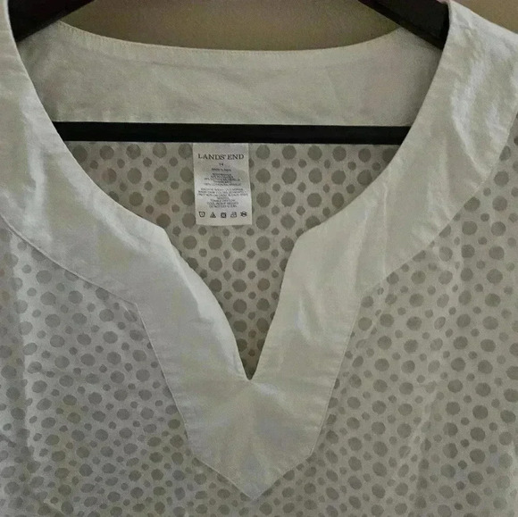 Lands End Vintage White Sheer Blouse Sz 14 - Picture 3 of 7